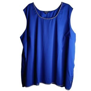ROAMAN'S Beaded Dressy‎ Blouse Top Cami 36W 4X Royal Blue Career Office Event